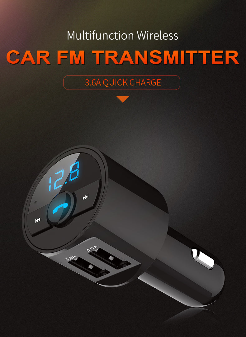 Quick USB Charger Bluetooth Car Kit FM Transmitter modulator Audio Music Mp3 Player Phone Wireless Handsfree Carkit