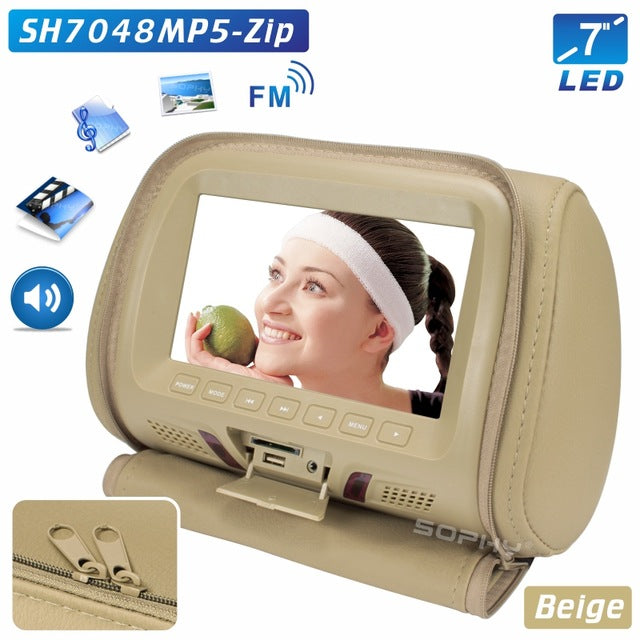 Universal 7 inches Automobile Car Headrest Monitor Rear Seat Entertainment Multimedia Player General AV USB SD MP4