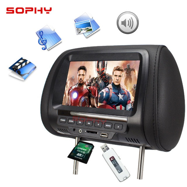 Universal 7 inches Automobile Car Headrest Monitor Rear Seat Entertainment Multimedia Player General AV USB SD MP4