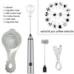 USB Rechargeable Blender Milk Frother Handheld Electric Mixer Foam Maker Stainless Whisk 3 Speed for Coffee Cappuccino