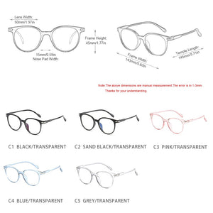 Transparent Round Glasses Frame Women Men 2020 Fashion Women Optical Glasses Clear Frame Blue Light Eyeglasses Computer