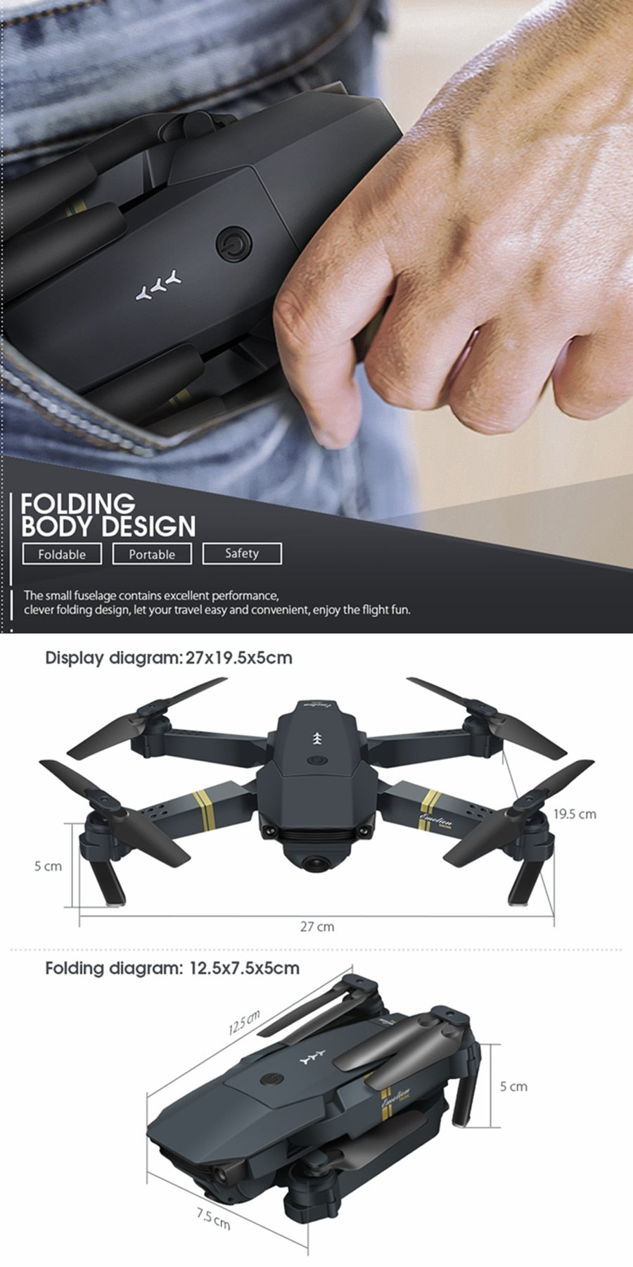 Drone Helicopter WIFI FPV With True 720P/1080P Wide Angle HD Camera High Hold Mode Foldable Arm RC Drone Quadcopter RTF VS S9HW M69