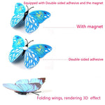 New style 12Pcs Double layer 3D Butterfly Wall Sticker on the wall Home Decor Butterflies for decoration Magnet Fridge stickers