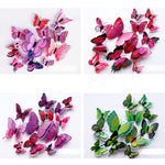 New style 12Pcs Double layer 3D Butterfly Wall Sticker on the wall Home Decor Butterflies for decoration Magnet Fridge stickers