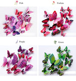 New style 12Pcs Double layer 3D Butterfly Wall Sticker on the wall Home Decor Butterflies for decoration Magnet Fridge stickers