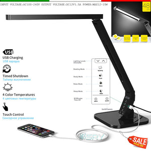 Multi-function timing desk lamp 15w And 4 Kind of Lighting lamp table led with USB Charging Port Touch Control Memory Function