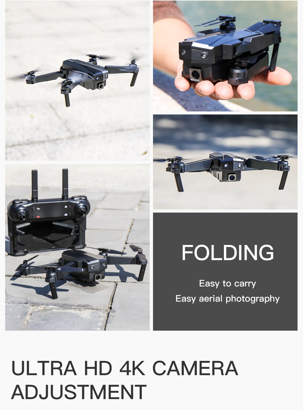 Best Drone 4K with HD Camera WIFI 1080P Camera Follow Me Quadcopter FPV Smart Drone Long Battery Life Altitude Hold RC