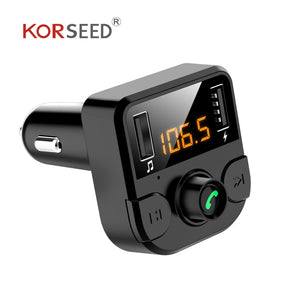 Dual USB car charger with FM transmitter Bluetooth hands-free FM modulator car phone charger for  iPhone