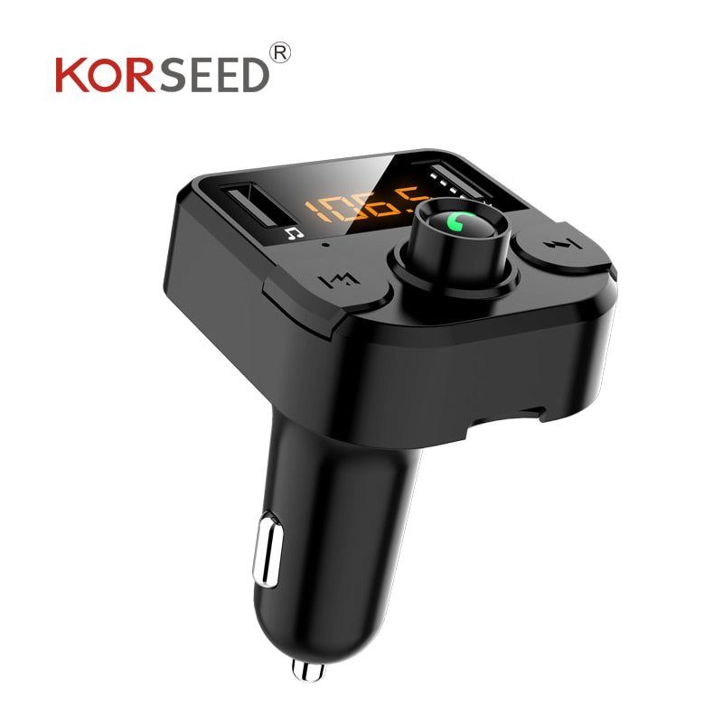 Dual USB car charger with FM transmitter Bluetooth hands-free FM modulator car phone charger for  iPhone