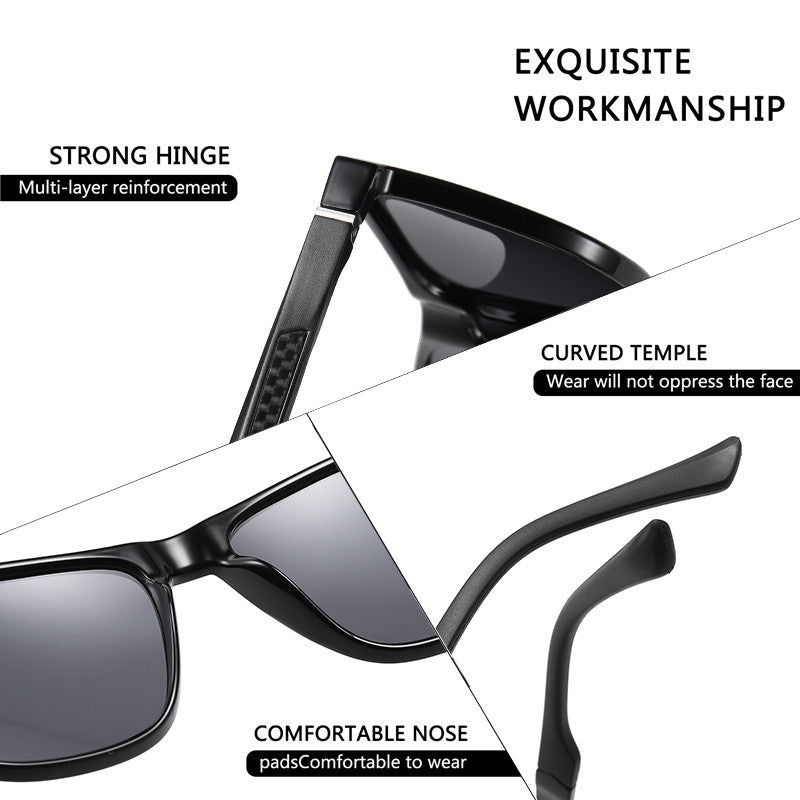 Polarized Men's Sunglasses Aluminum magnesium Temple Anti-Glare Mirror Lens Driving Square Sun glasses Male UV400