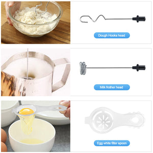 New Electric Mixer Blender Milk Frother Handheld With USB Charger Dock Stainless Bubble Maker Whisk For Coffee Cappuccino