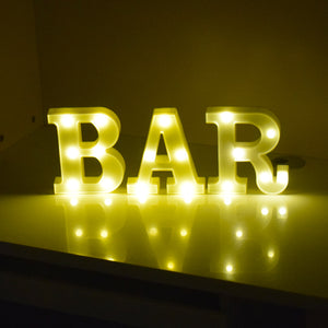 Luminous 26 English Alphabet Led Letter Light Creative Led Battery Night Lamp 16cm Romantic Wedding Party Room Letter Decoration