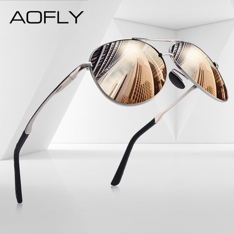 Men Classic Pilot Sunglasses Polarized Aviation Frame fashion Sun glasses For Male Driving UV400 Protection AF8208