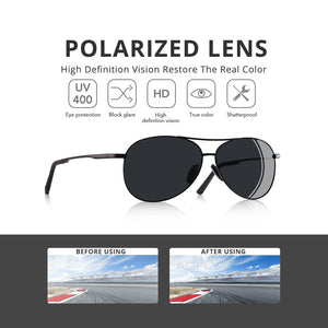 Men Classic Pilot Sunglasses Polarized Aviation Frame fashion Sun glasses For Male Driving UV400 Protection AF8208