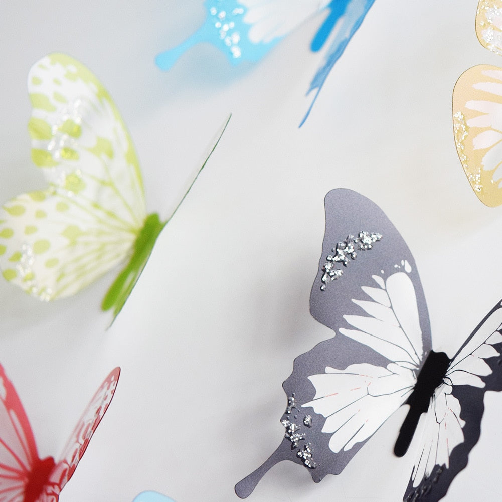 18pcs/lot 3d Effect Crystal Butterflies Wall Sticker Beautiful Butterfly for Kids Room Wall Decals Home Decoration On the Wall