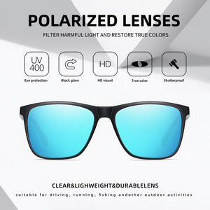 Polarized Men's Sunglasses Aluminum magnesium Temple Anti-Glare Mirror Lens Driving Square Sun glasses Male UV400