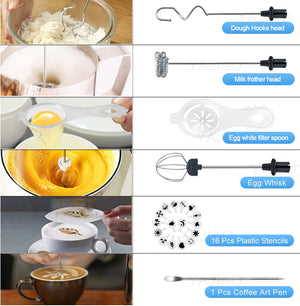 New Electric Mixer Blender Milk Frother Handheld With USB Charger Dock Stainless Bubble Maker Whisk For Coffee Cappuccino