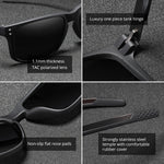 Rectangular Polarized Sunglasses Men Outdoor Driving Sun Glasses Man TR90 Flexible Frame Mix Stainless Steel Temple