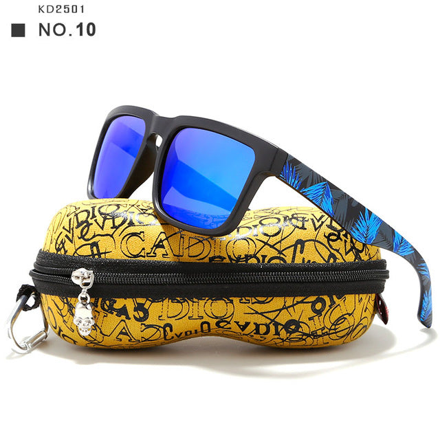 Eye-catching Function Polarized Sunglasses For Men Matte Black Frame Fit. Painting Temples Play-Cool Sun Glasses With Case