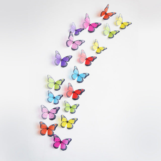 18pcs/lot 3d Effect Crystal Butterflies Wall Sticker Beautiful Butterfly for Kids Room Wall Decals Home Decoration On the Wall