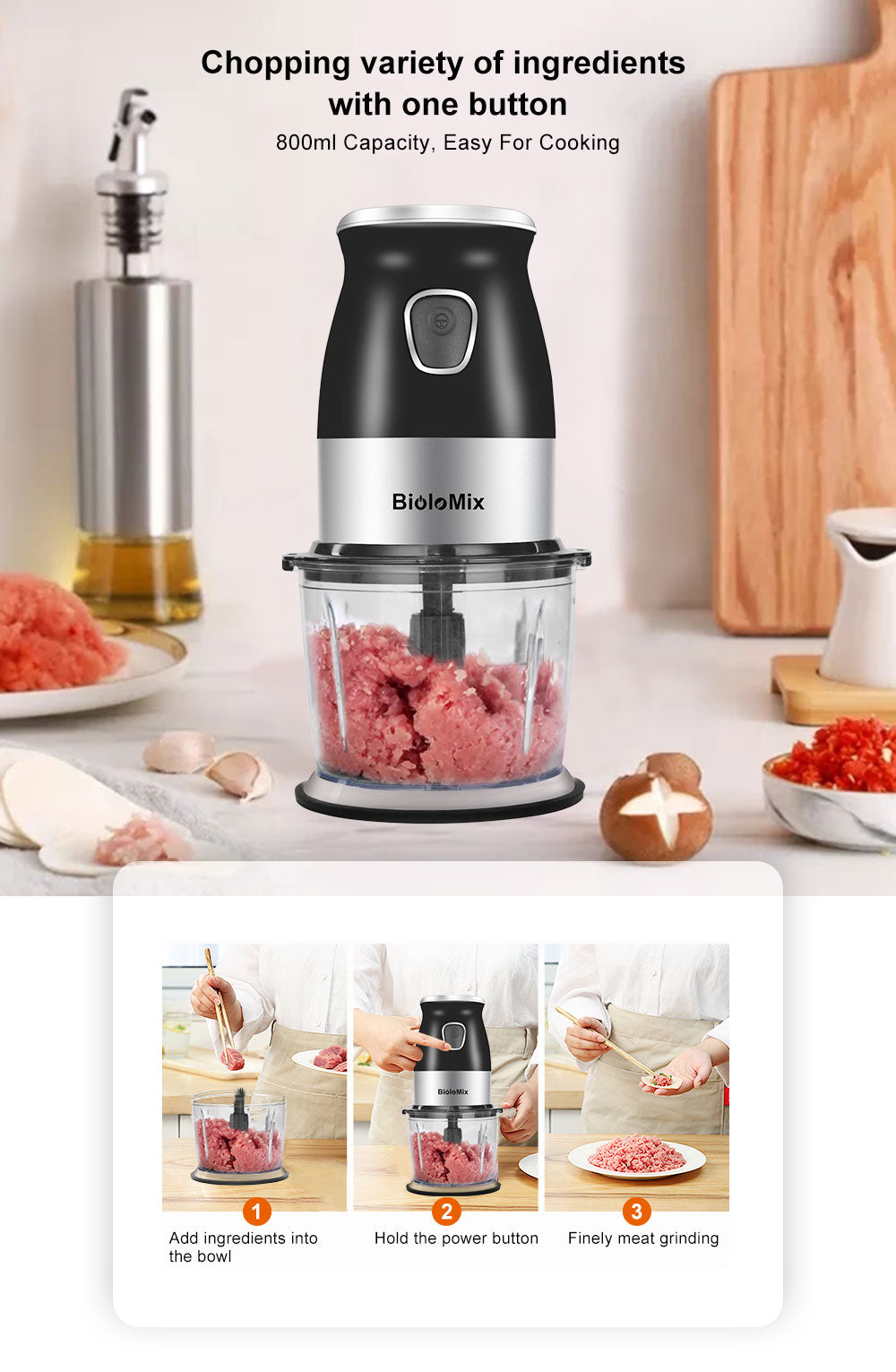 Portable Personal Blender Mixer Food Processor With Chopper Bowl 600ml Juicer Bottle Meat Grinder Baby Food Maker