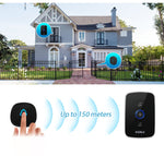 Home Security Welcome Wireless Doorbell Smart Chimes Doorbell Alarm LED light 32 Songs with Waterproof Touch Button