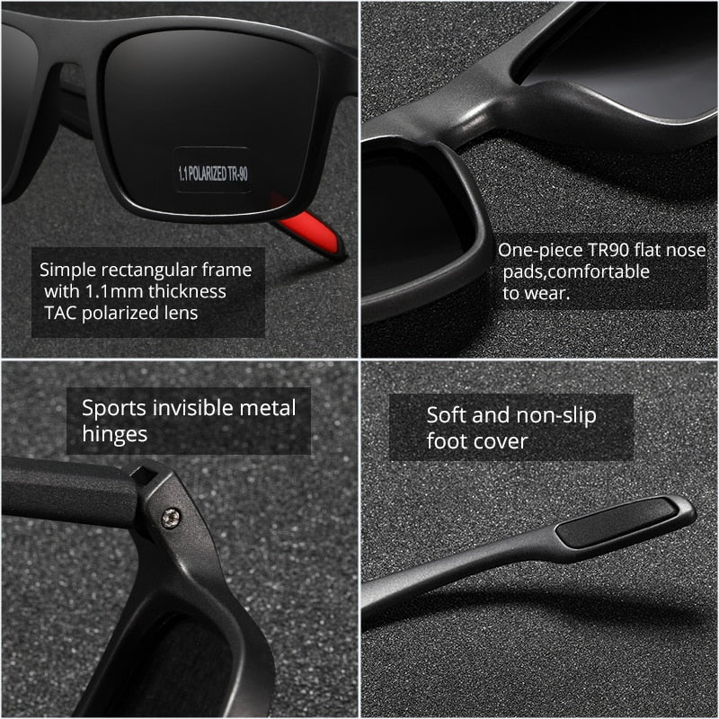 Rectangular Ultra Light TR90 Sunglasses Men Polarized TAC 1.1mm Thickn –  Smart Home & Travel Products
