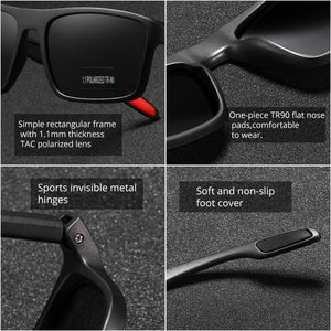 Men Sunglasses Polarized Rectangular Ultra-Light TR90 TAC 1.1mm Thickness  Lens