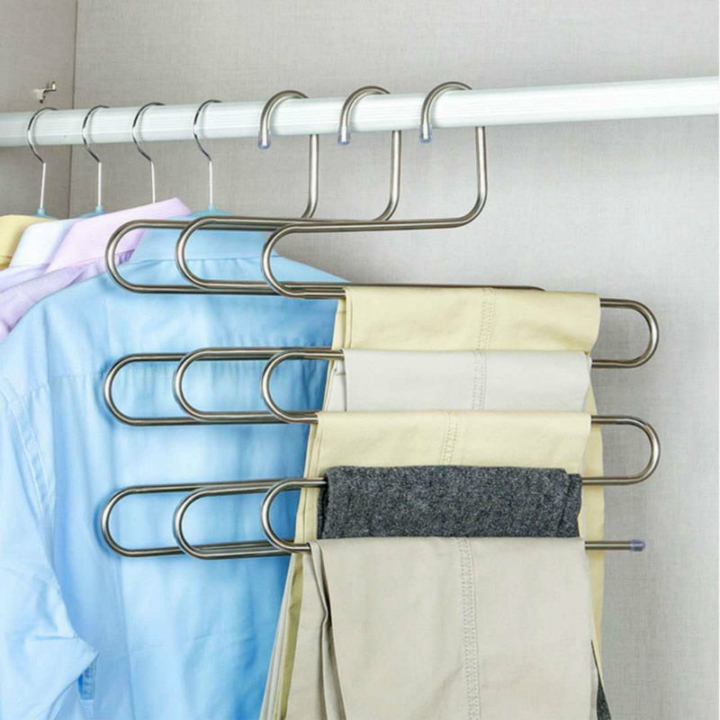 Multi-functional S-type trouser rack stainless steel multi-layer trouser rack traceless adult trouser hanger