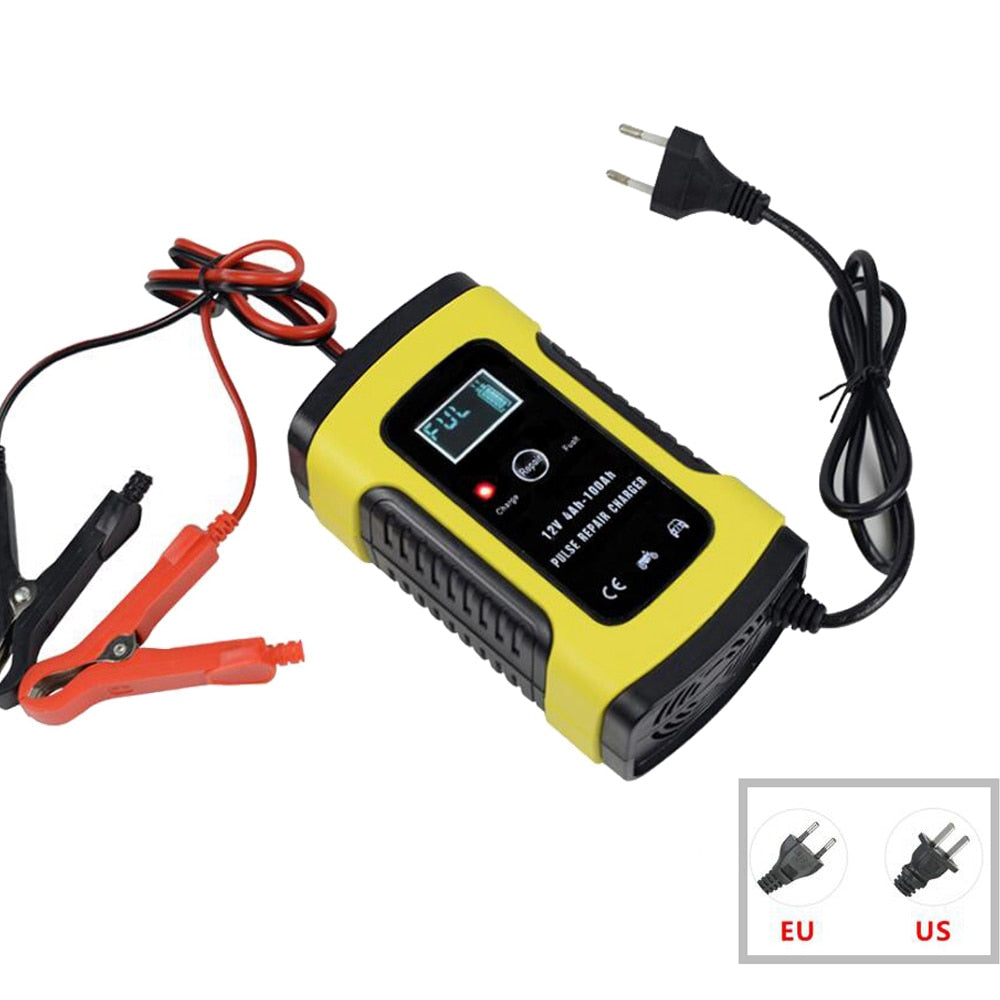 12V 6A Intelligent Car Motorcycle Battery Charger For Auto Moto Lead Acid AGM Gel VRLA Smart Charging 6A 12V Digital LCD Display