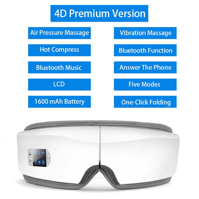 4D Smart Airbag Vibration Eye Massager Eye Care Instrument Hot Compress Bluetooth Eye Fatigue Massage Glasses