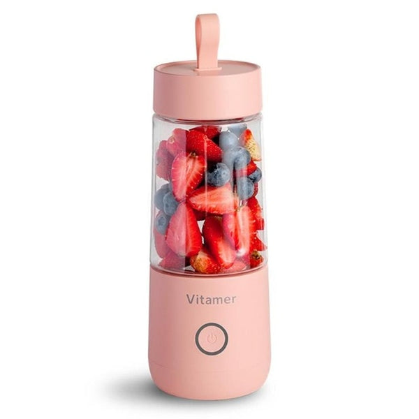  juicer blender small fruit juicer blender juice extractor  Portable USB Rechargeable 500ml (Pink): Home & Kitchen