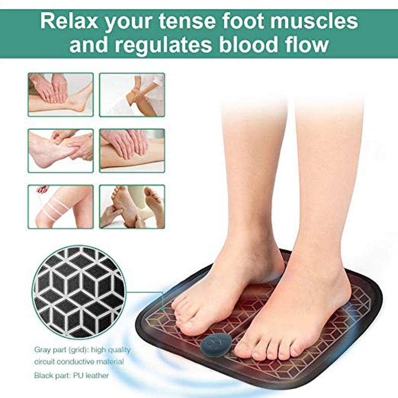 EMS Foot Massager Pad, Pro Electrode Foot Stimulator Mat, Improve