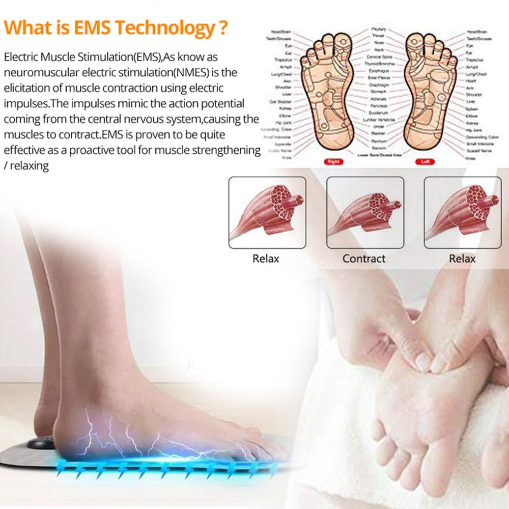 Electric Ems Leg Foot Massager Pad With Electrode Patch Pain Relax Blood  Circulation Muscle Stimulation Acupoints Massage Mat