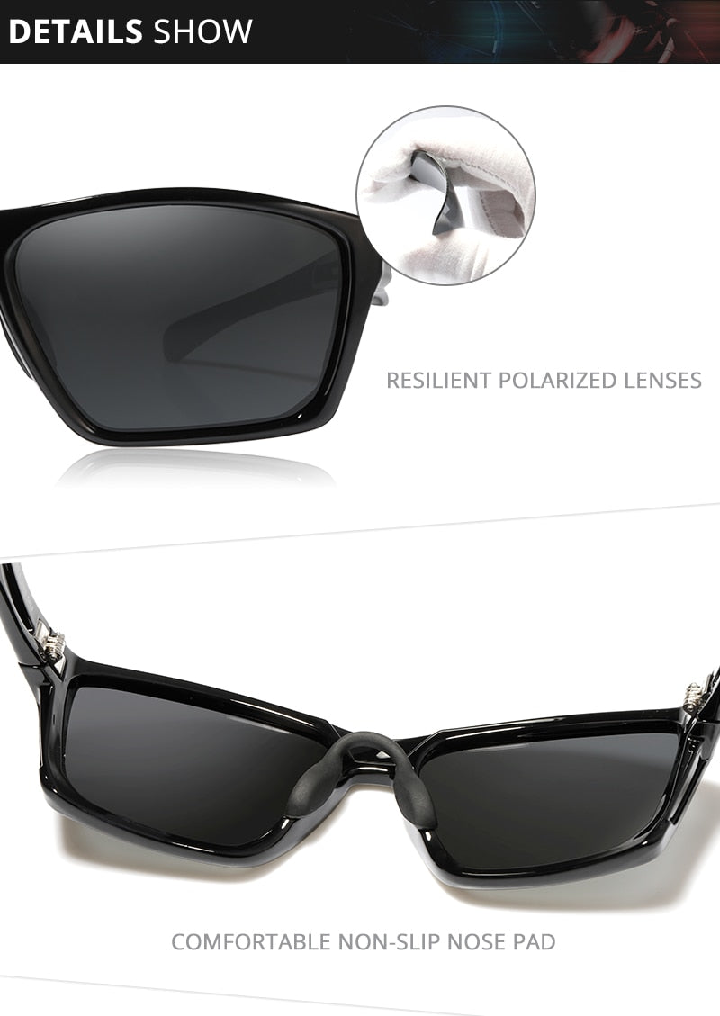 Impact Resistance TR90 Men's Sunglasses Polarized Lens Tank Hinges Ultra Light Sun Glasses Bending Freely KD626