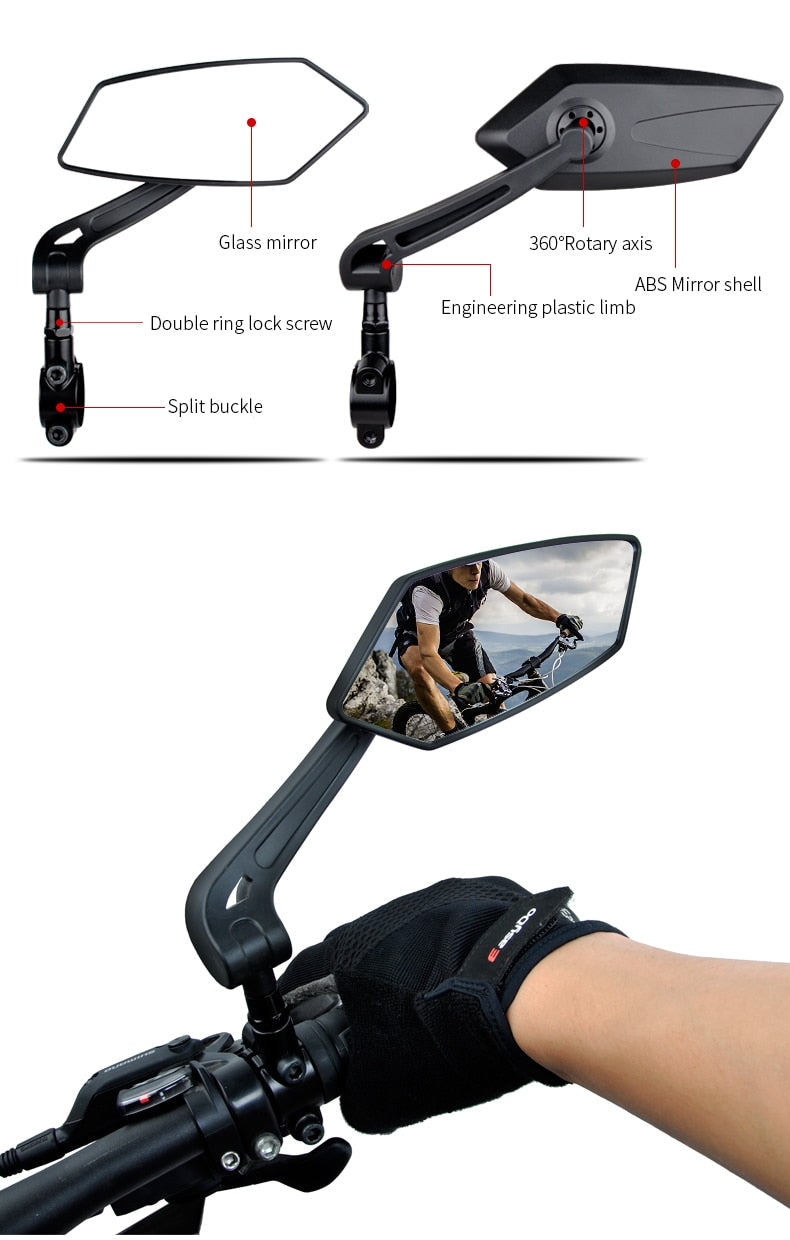 Bicycle Rear View Mirror Bike Cycling Wide Range Back Sight Reflector Adjustable Left Right Mirrors