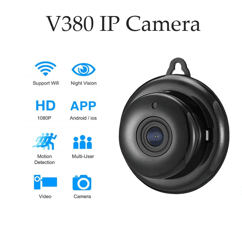 IP Camera Wifi Mini HD1080P Home Security Wireless Small CCTV Infrared Night Vision Motion Detection SD Card Slot Audio V380 APP