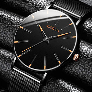 Minimalist Men's Fashion Ultra Thin Watches Simple Men Business Stainless Steel Mesh Belt Quartz Watch Relogio Masculino