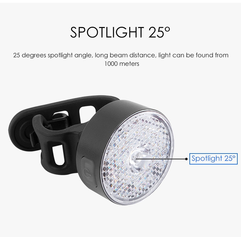 Bike Warning Front Light 20 Lumens USB Charge Smart LED Lamp Spot light 90° Waterproof Bicycle light Cycling Accessories