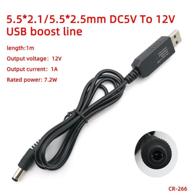 USB power boost line DC 5V to DC 9V / 12V Step UP Module USB Converter Adapter Cable 3.5*1.35mm 4.0*1.7mm 5.5*2.1mm Plug