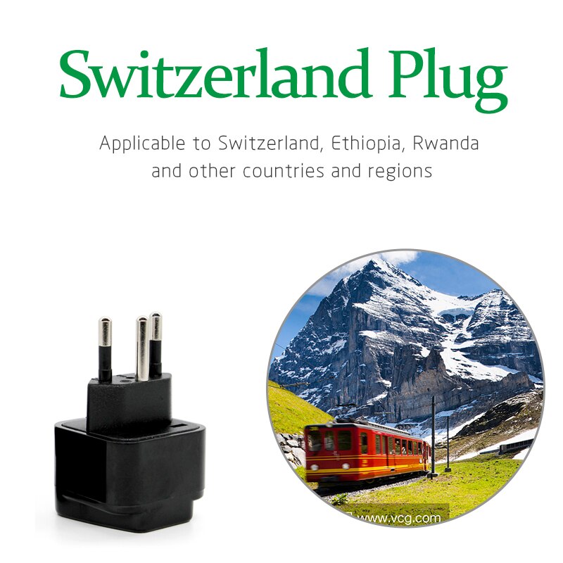 Universal Black Copper 10A 250V EURO UK AU USA EU to Swiss Switzerland Suisse 3 Pin AC Power Plug Converter Travel Adapter