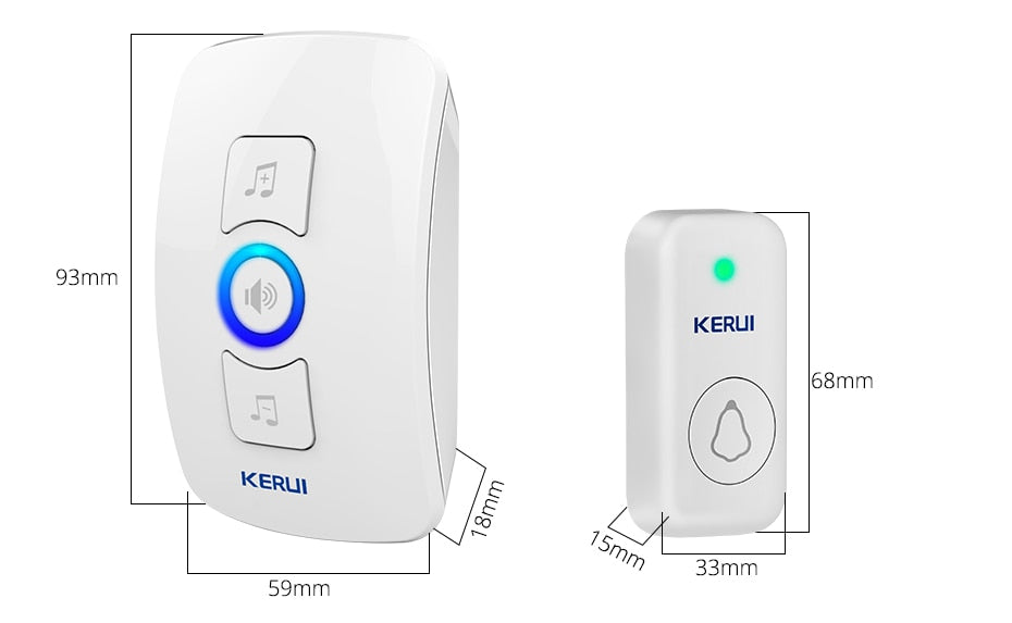 Home Security Welcome Wireless Doorbell Smart Chimes Doorbell Alarm LED light 32 Songs with Waterproof Touch Button