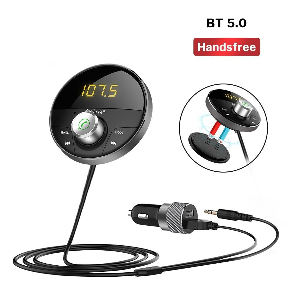 Car Bluetooth AUX Receiver Handsfree Kit for Auto Speakerphone 3.5mm Adapter Wireless Hands Free FM Transmitter