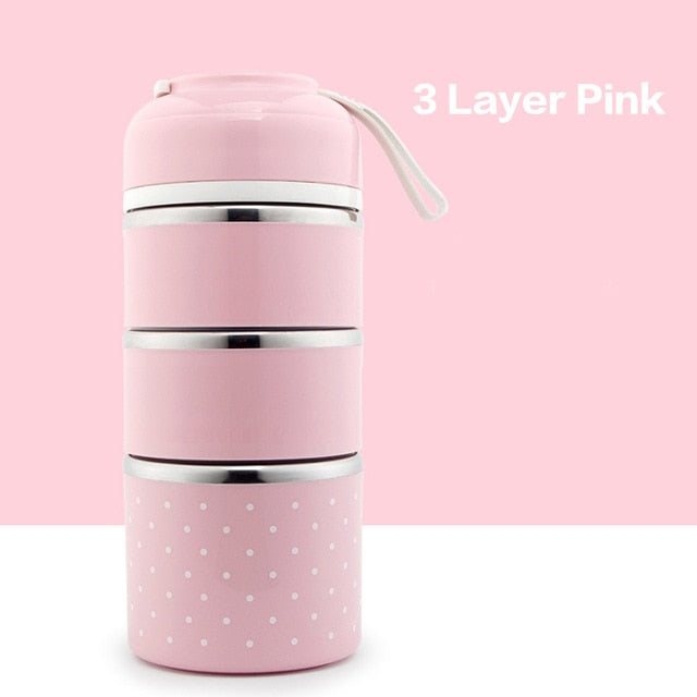 Cute Japanese Lunch Box For Kids Portable Outdoor Stainless Steel Bento Box Leak-Proof Food Container Kitchen Food Box