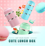 Cute Japanese Lunch Box For Kids Portable Outdoor Stainless Steel Bento Box Leak-Proof Food Container Kitchen Food Box