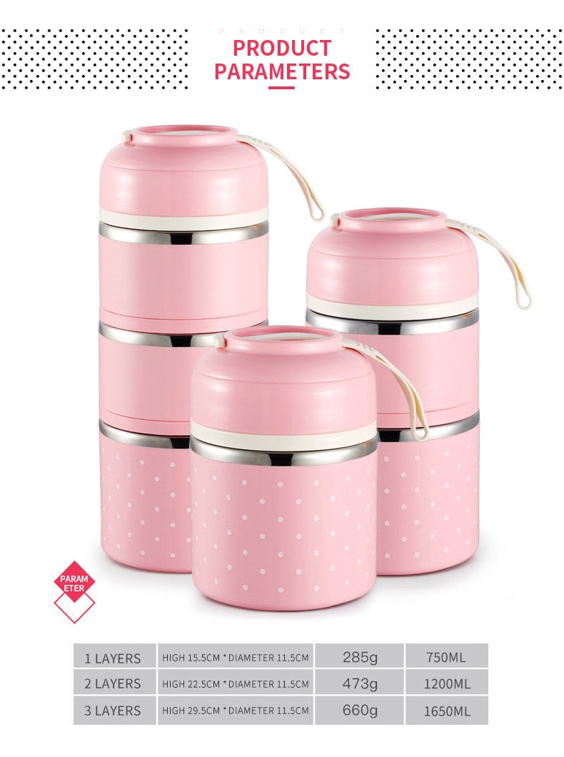 Cute Japanese Lunch Box For Kids Portable Outdoor Stainless Steel Bento Box Leak-Proof Food Container Kitchen Food Box