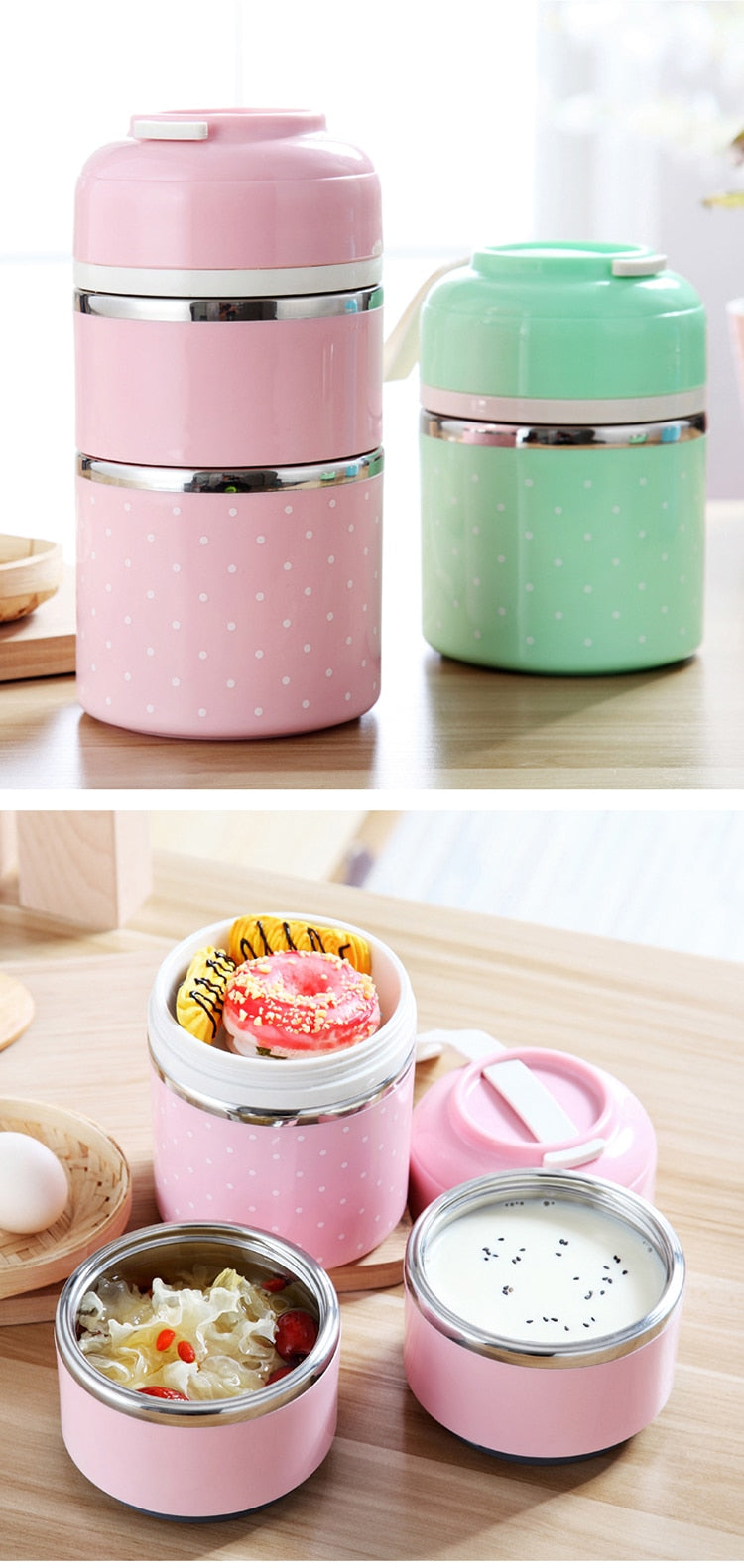 Cute Japanese Lunch Box For Kids Portable Outdoor Stainless Steel Bento Box Leak-Proof Food Container Kitchen Food Box