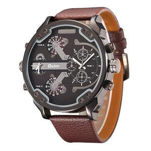 Quartz men's watch, with an original design (leather strap)