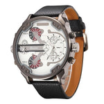 Quartz men's watch, with an original design (leather strap)