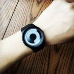 Stylish men's watch, creative modern design (leather strap)